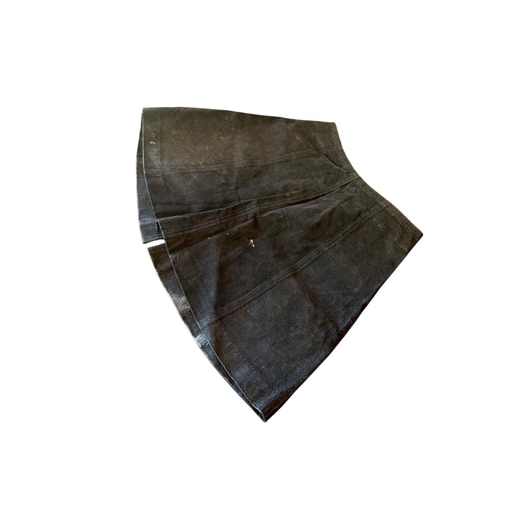 Rampage Mini‎ Skirt Black Guenuine Suede Leather Button Front Vintage 90s - Picture 4 of 5